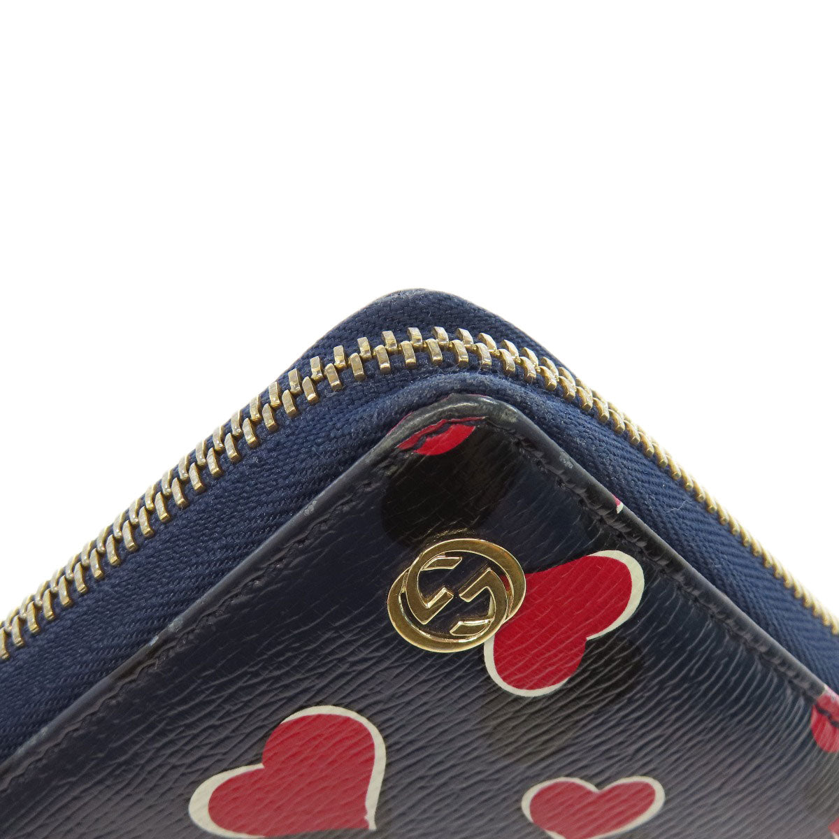 GUCCI Long Wallet Purse 309705 leather Navy Interlocking G Women Used