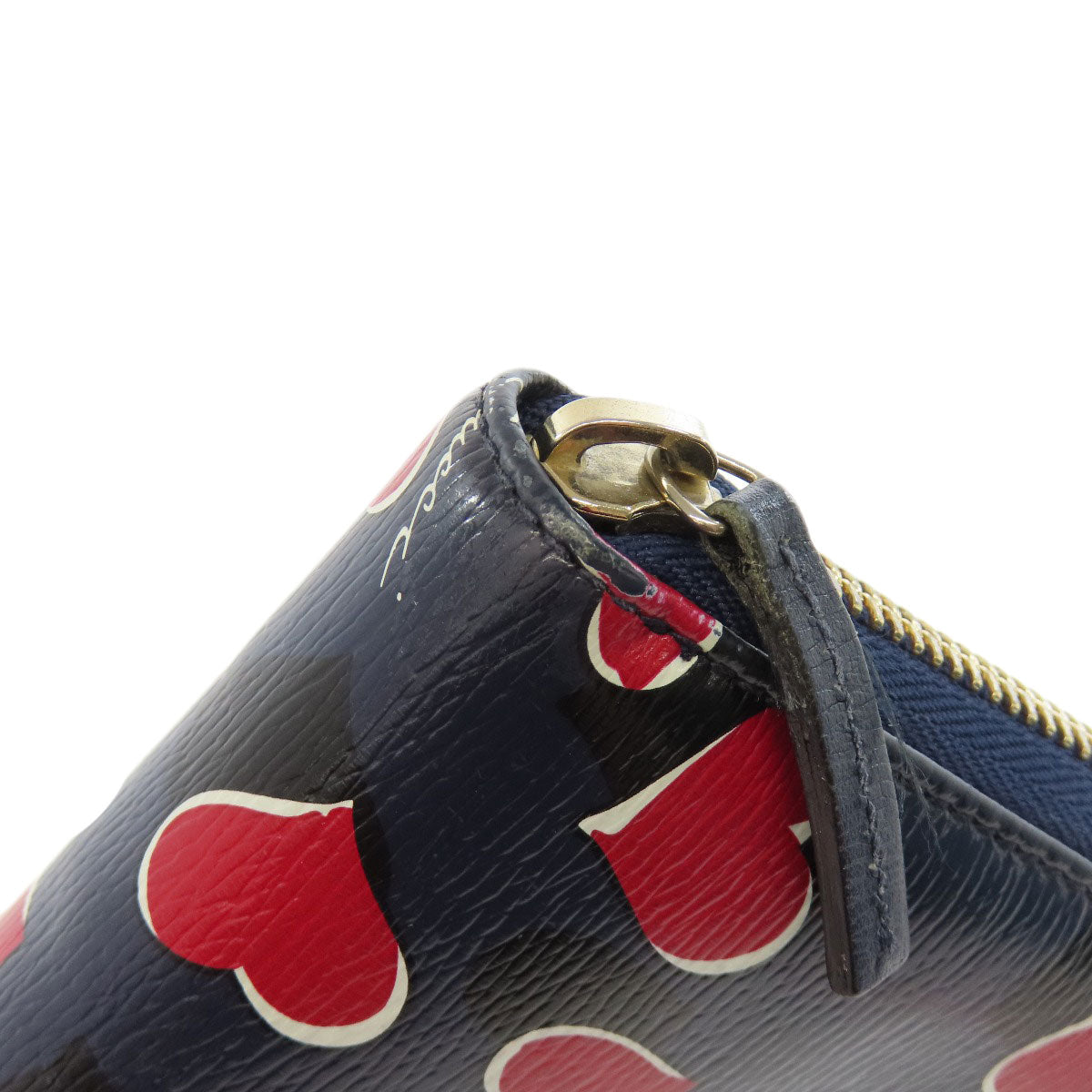 GUCCI Long Wallet Purse 309705 leather Navy Interlocking G Women Used