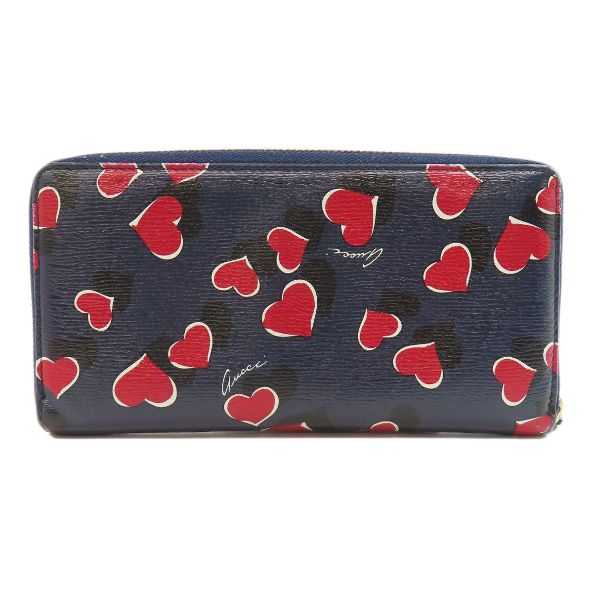 GUCCI Long Wallet Purse 309705 leather Navy Interlocking G Women Used