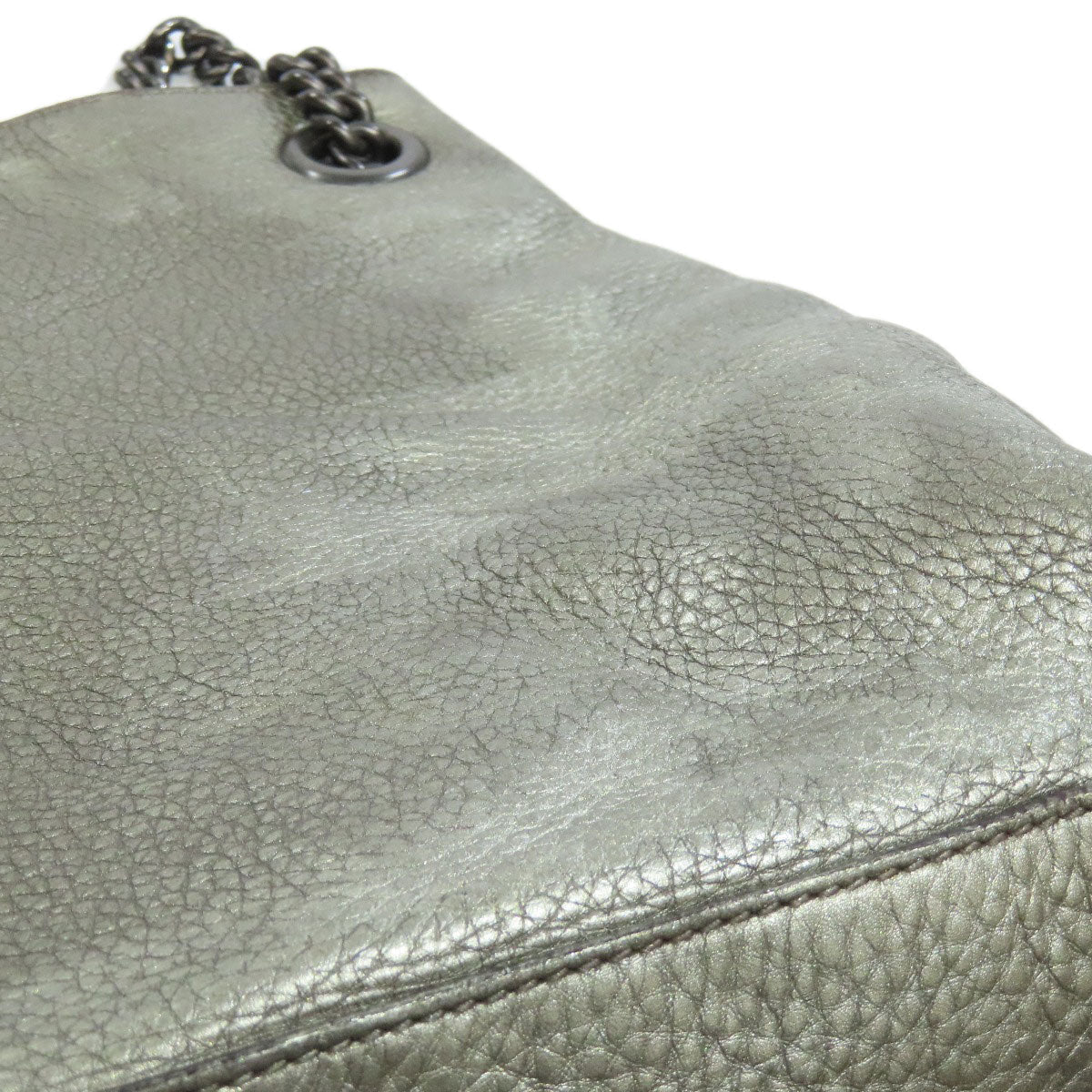 GUCCI Tote Bag 308982 leather Silver Soho Interlocking G Women Used
