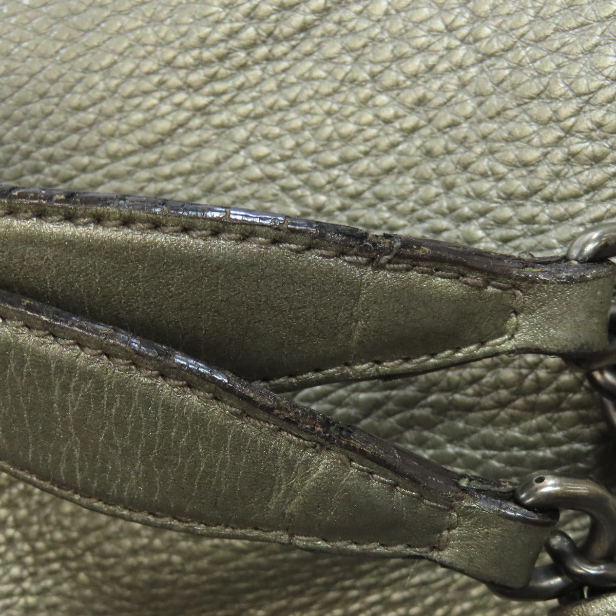 GUCCI Tote Bag 308982 leather Silver Soho Interlocking G Women Used