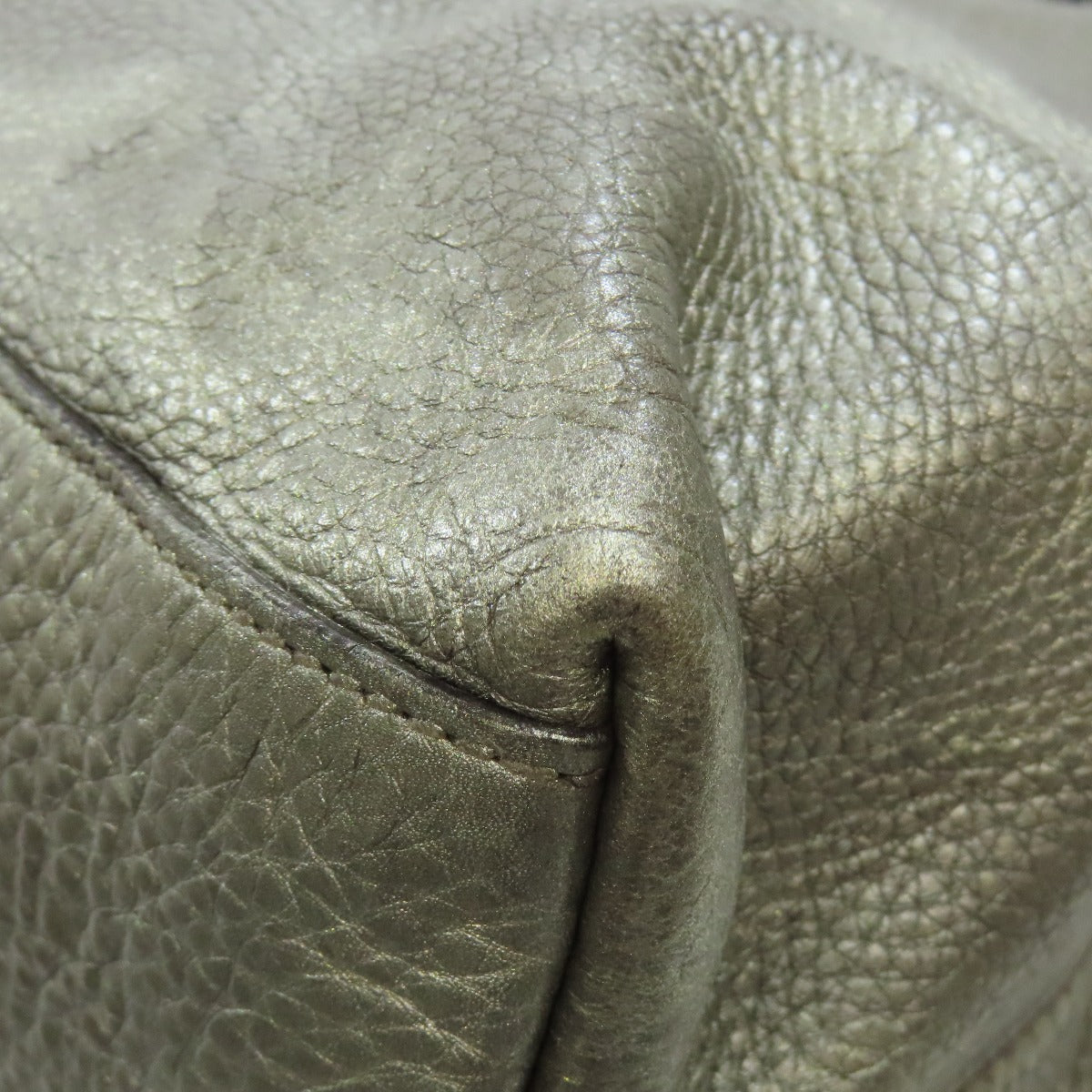 GUCCI Tote Bag 308982 leather Silver Soho Interlocking G Women Used