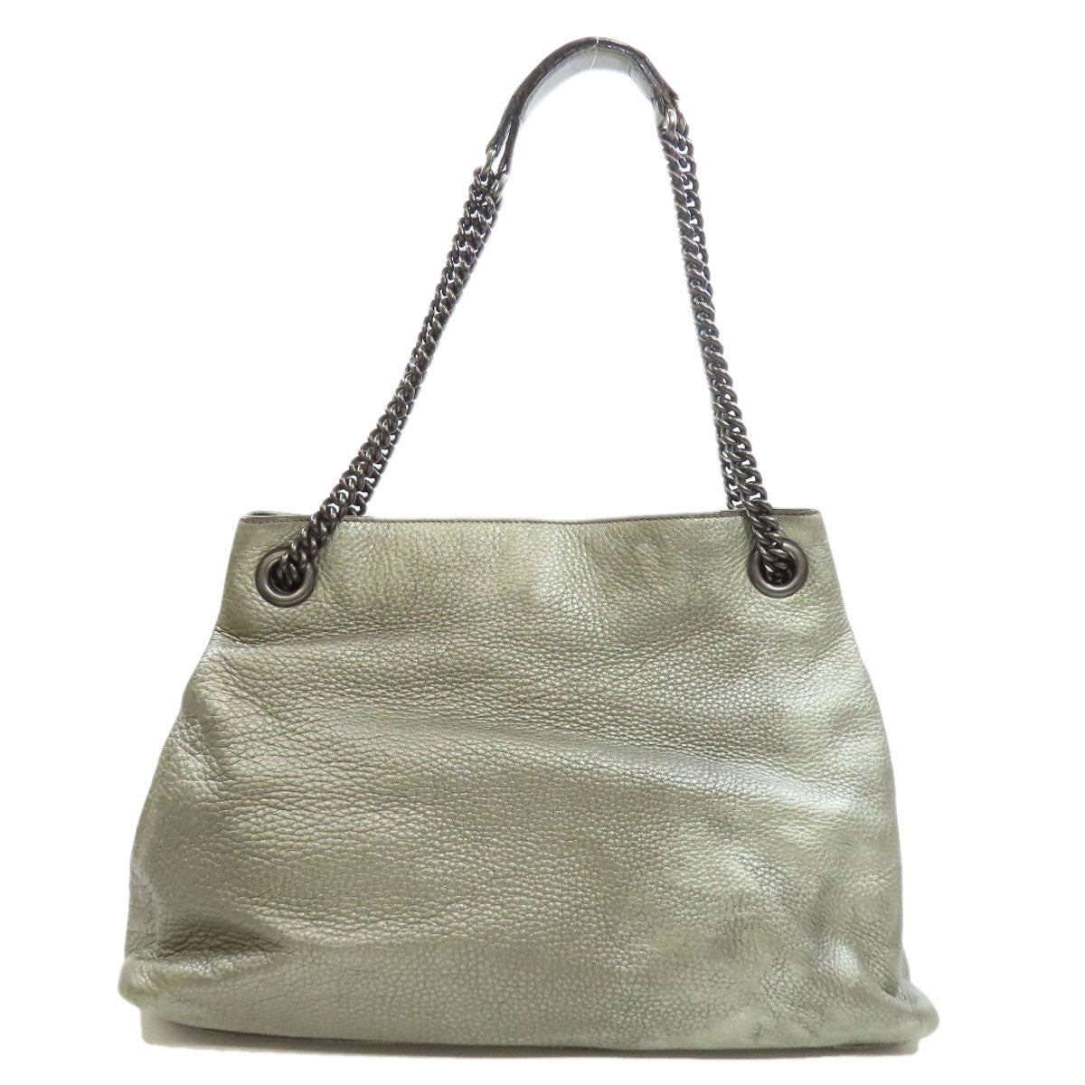 GUCCI Tote Bag 308982 leather Silver Soho Interlocking G Women Used