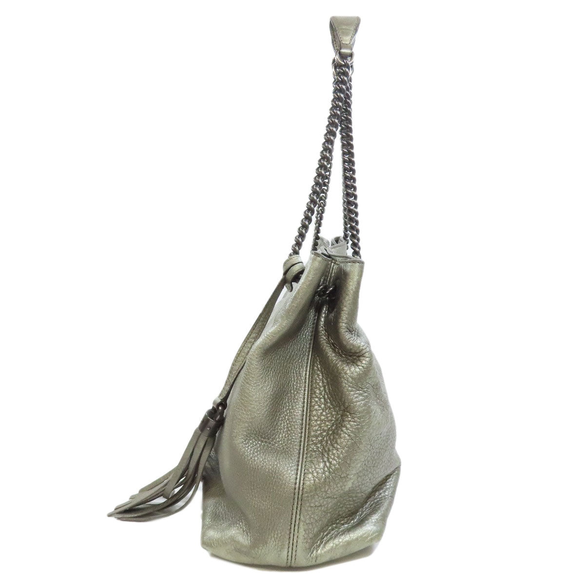 GUCCI Tote Bag 308982 leather Silver Soho Interlocking G Women Used