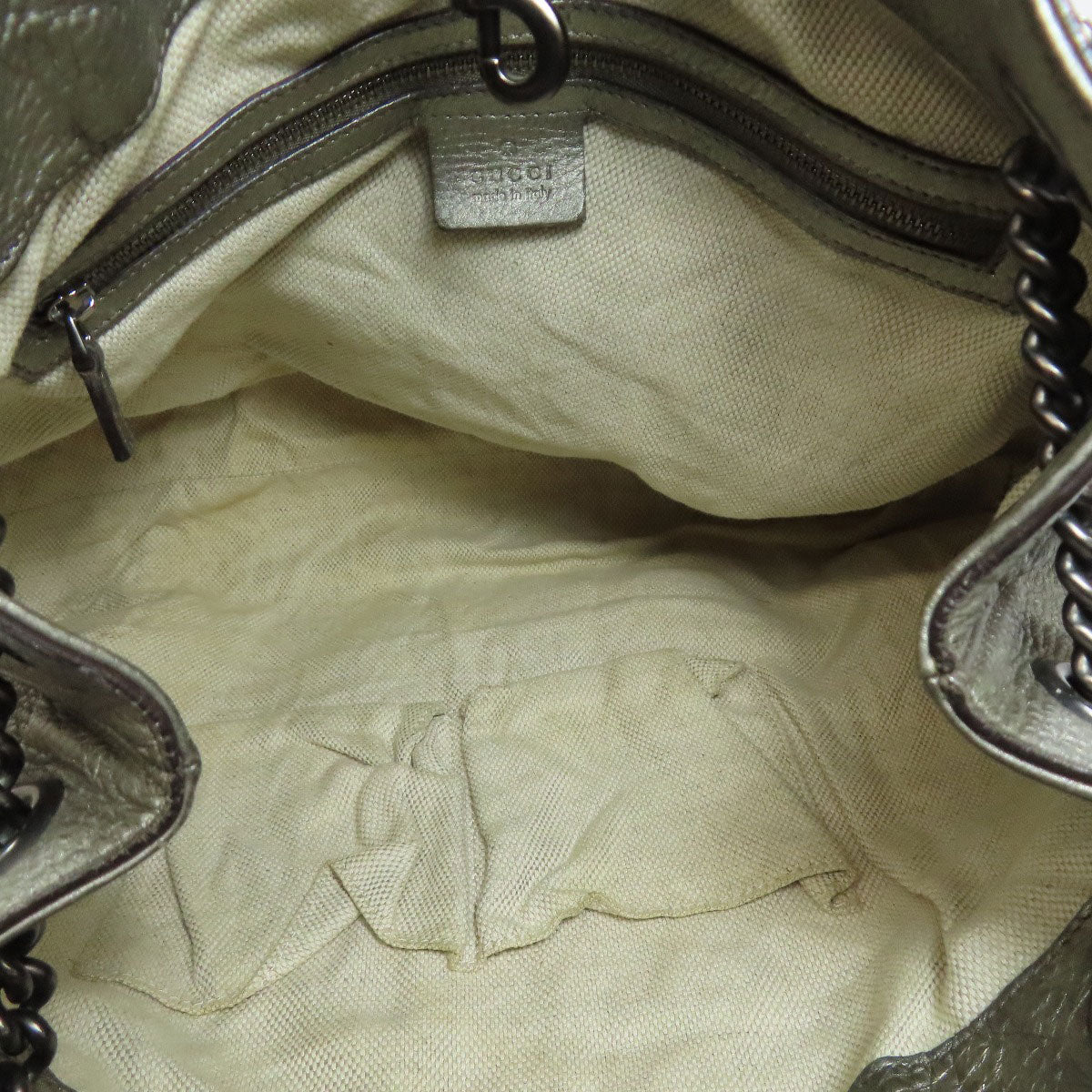 GUCCI Tote Bag 308982 leather Silver Soho Interlocking G Women Used