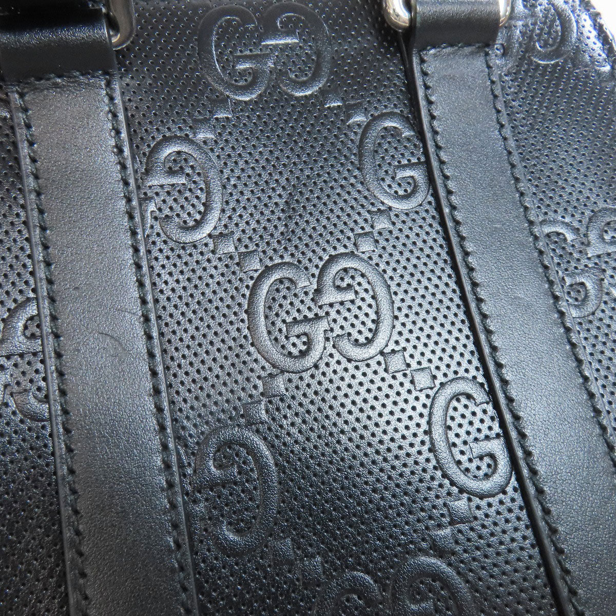 GUCCI Handbag 696010 Calfskin black GG embossed 2WAY Women Used