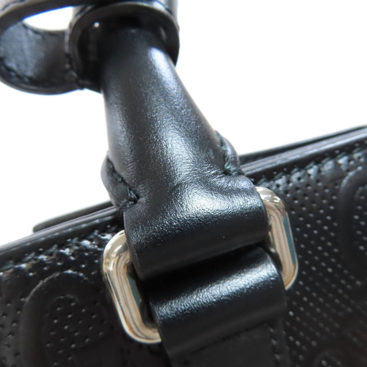 GUCCI Handbag 696010 Calfskin black GG embossed 2WAY Women Used