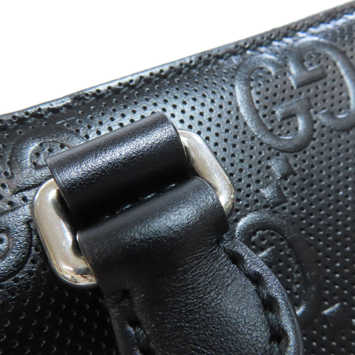 GUCCI Handbag 696010 Calfskin black GG embossed 2WAY Women Used