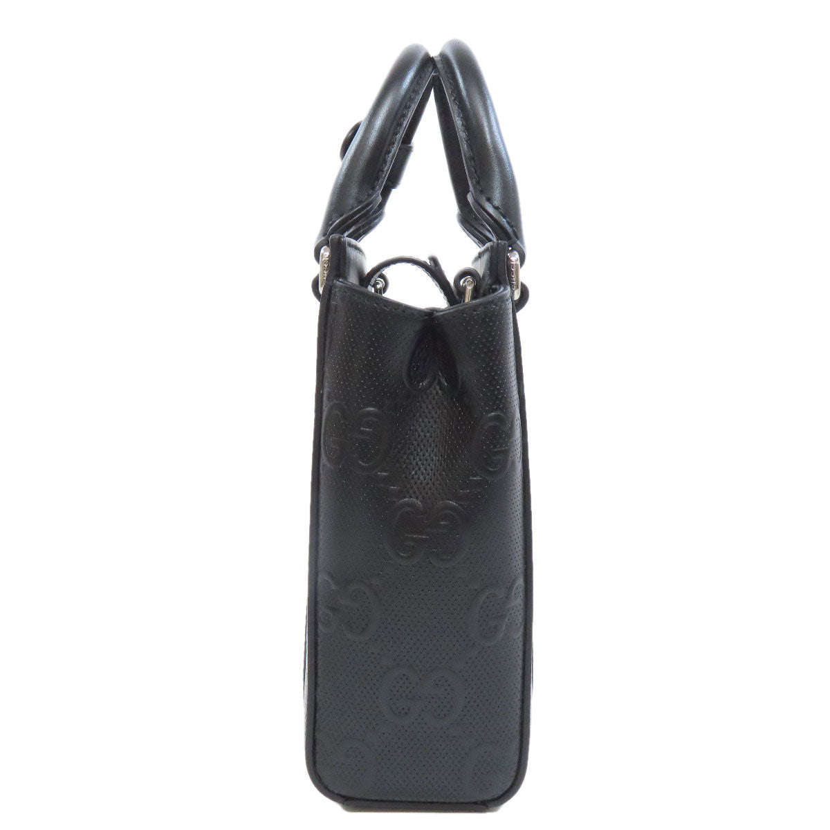 GUCCI Handbag 696010 Calfskin black GG embossed 2WAY Women Used
