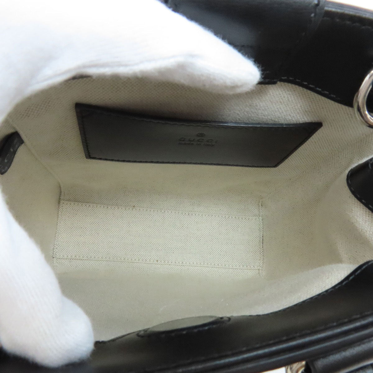 GUCCI Handbag 696010 Calfskin black GG embossed 2WAY Women Used