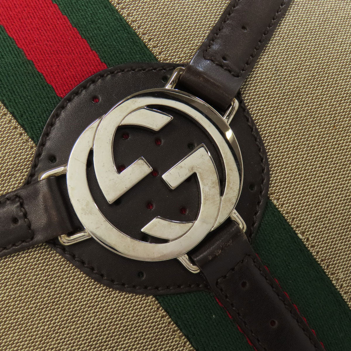 GUCCI Handbag 114875 canvas Brown Sherry Line Interlocking G Women Used
