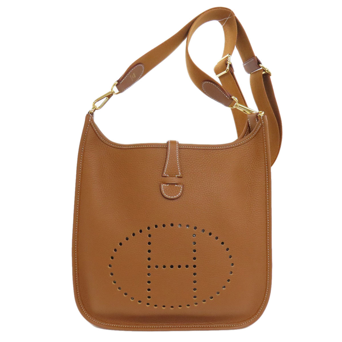 HERMES Shoulder Bag Taurillon Clemence Brown Evelyn 3 PM Gold Metal Women Used