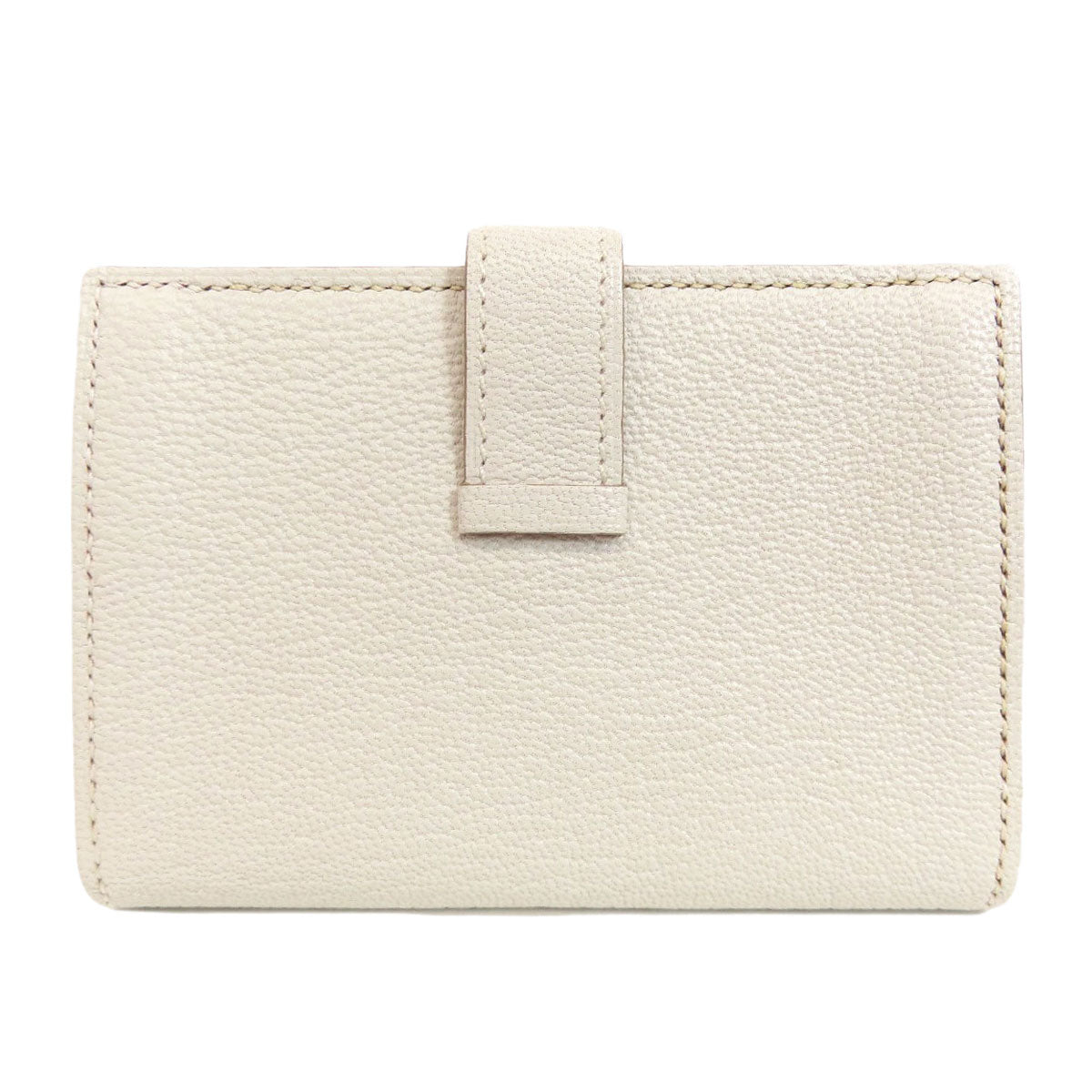 HERMES Card Case leather white Bearn Gold Metal