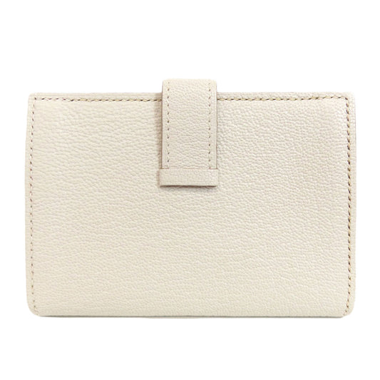 HERMES Card Case leather white Bearn Gold Metal