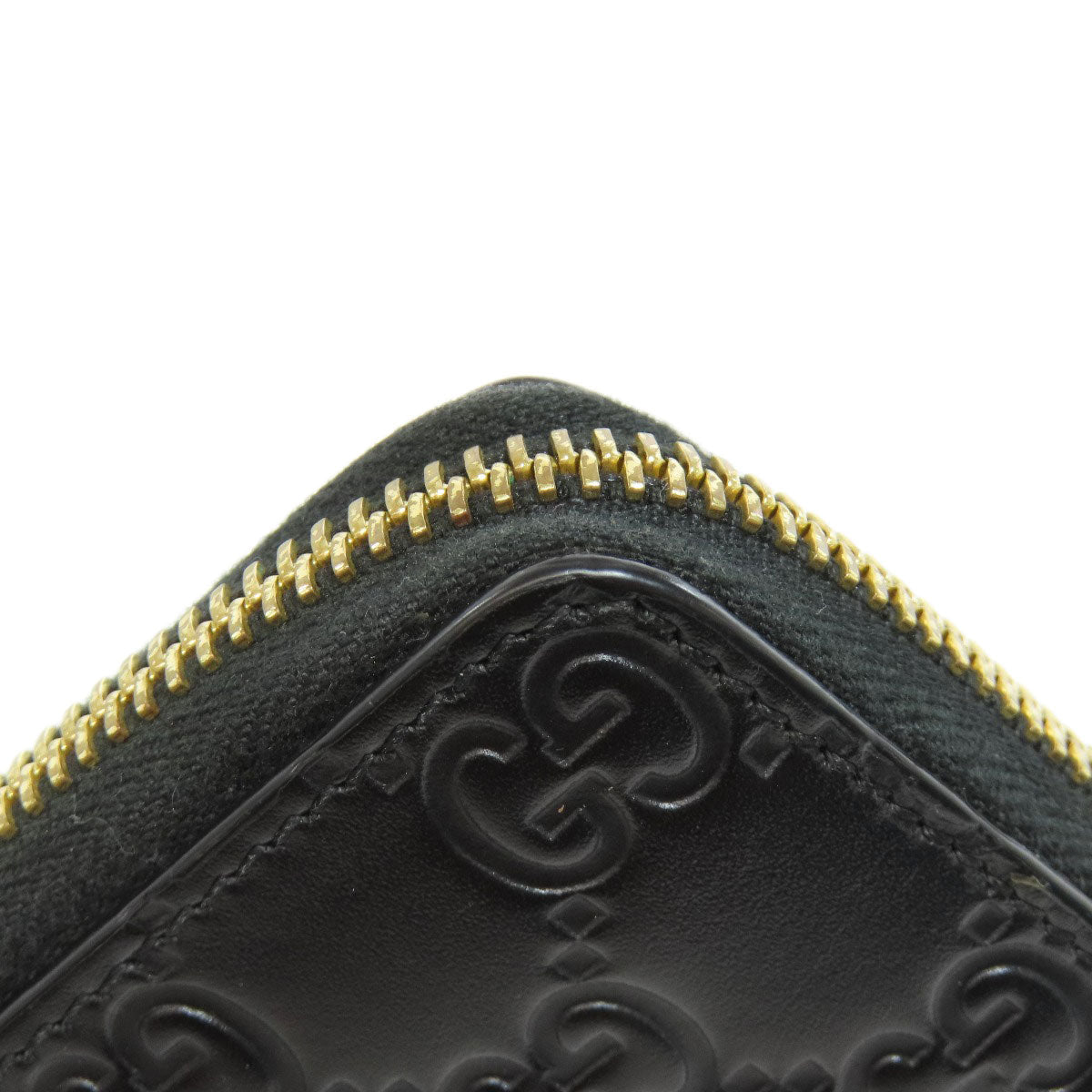 GUCCI Card Case 447939 leather black GG Shima Women Used