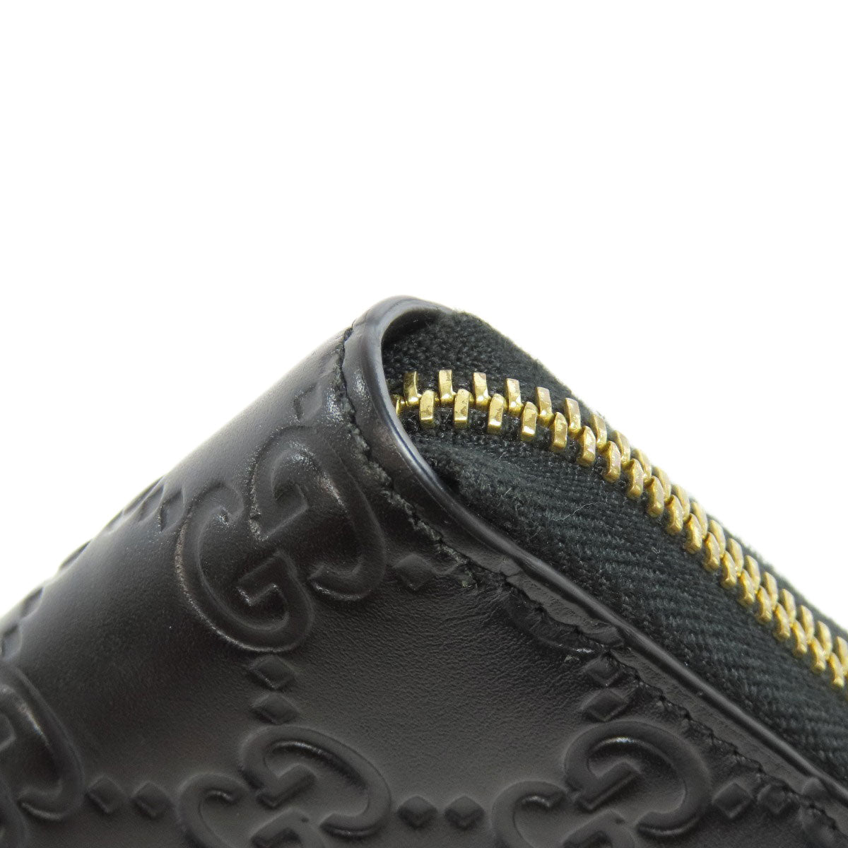 GUCCI Card Case 447939 leather black GG Shima Women Used