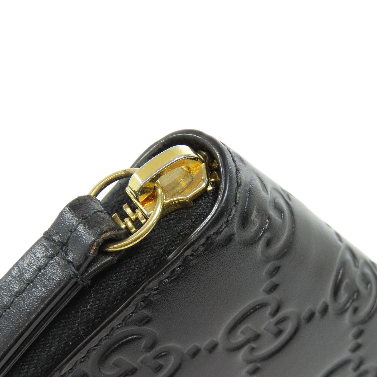 GUCCI Card Case 447939 leather black GG Shima Women Used