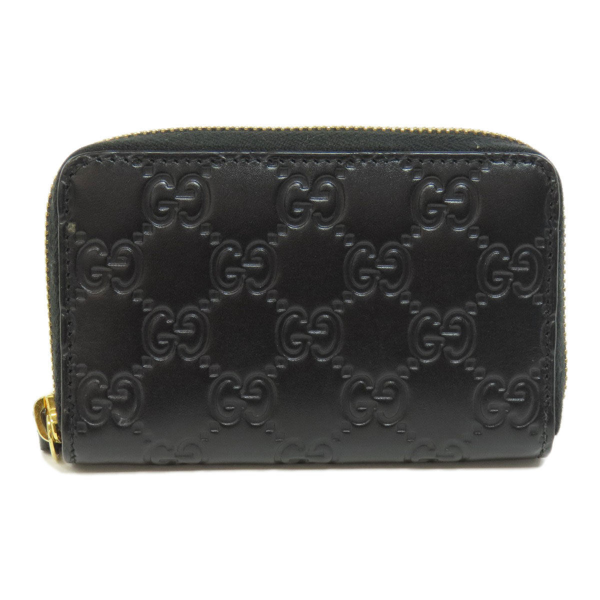 GUCCI Card Case 447939 leather black GG Shima Women Used