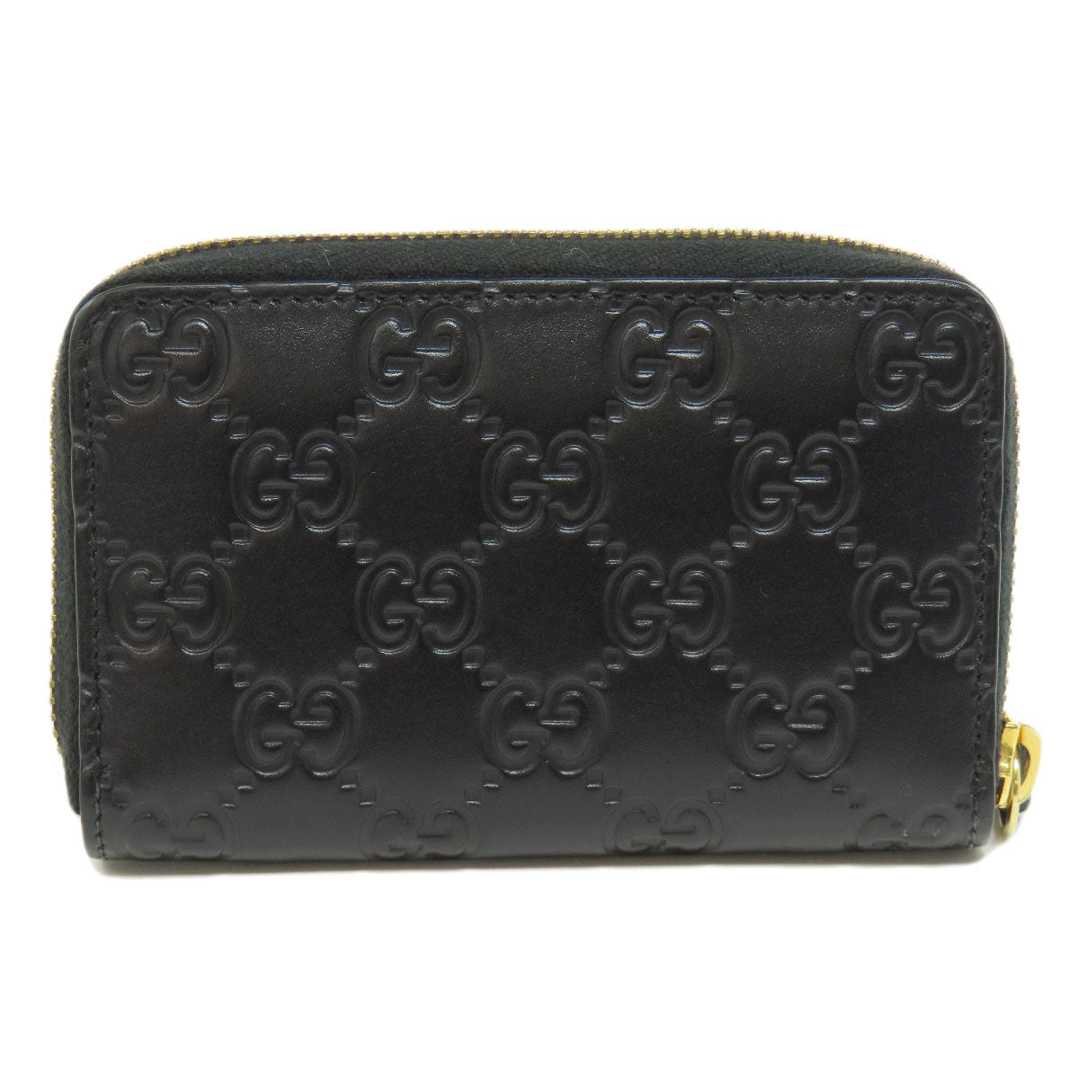 GUCCI Card Case 447939 leather black GG Shima Women Used