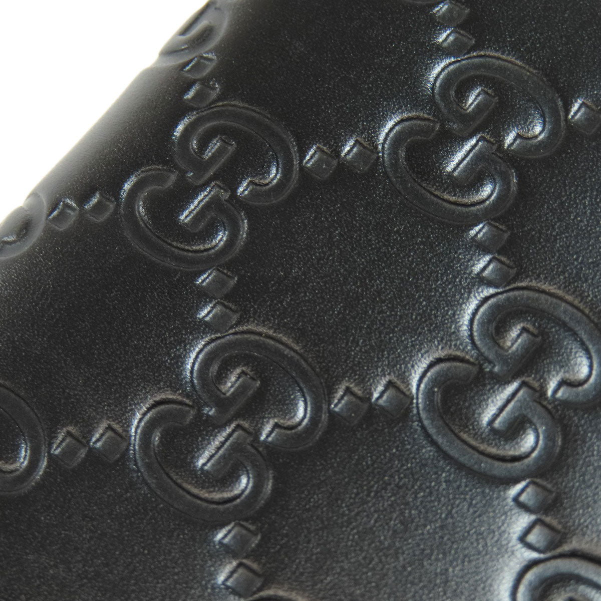 GUCCI Card Case 447939 leather black GG Shima Women Used