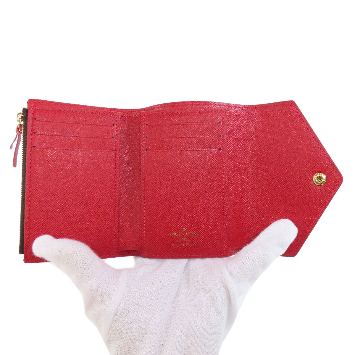 LOUIS VUITTON Bifold Wallet N41659 Damier canvas Brown Portefeuille Victorine Women Used