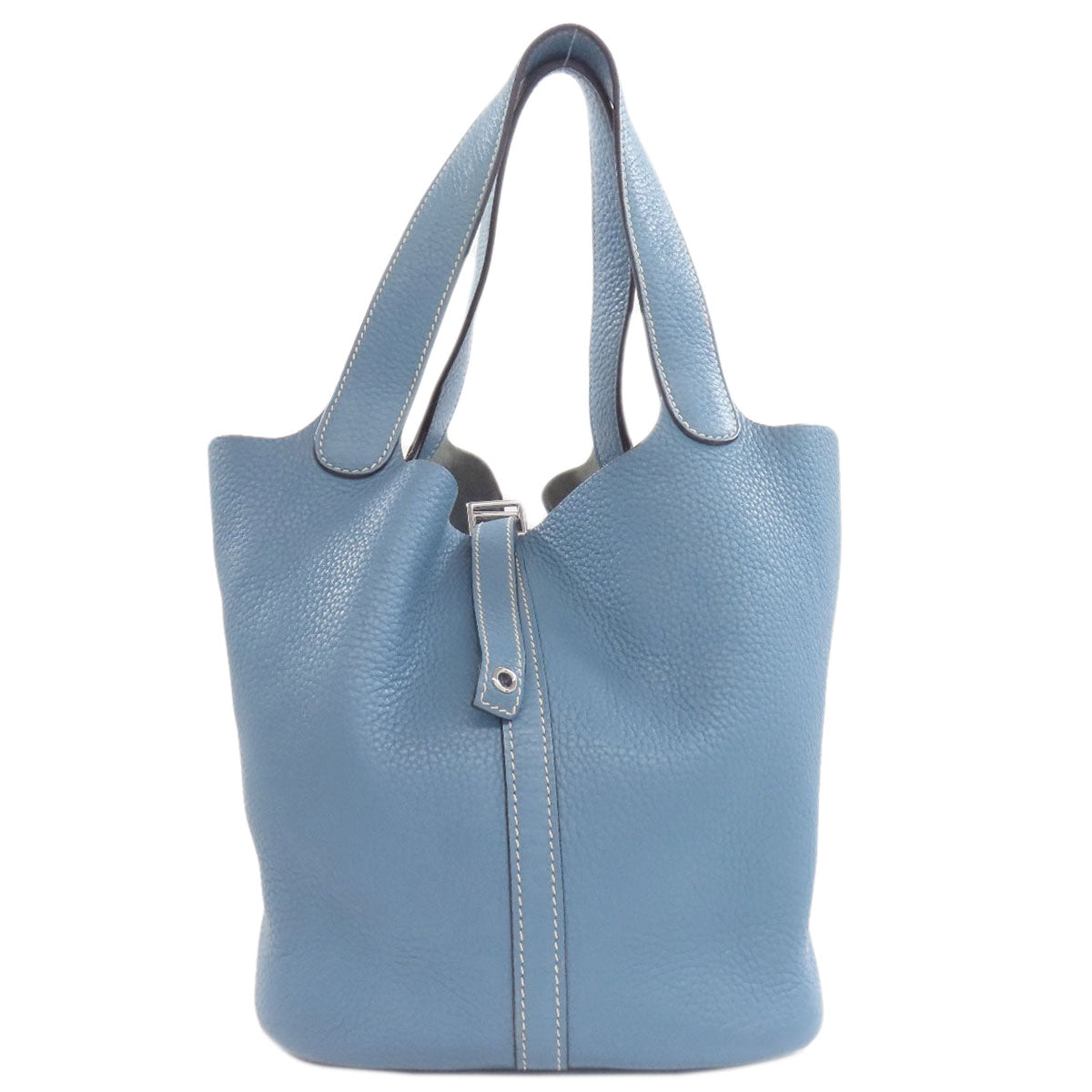 HERMES Handbag Taurillon Clemence blue Picotin Lock MM SilverMetal