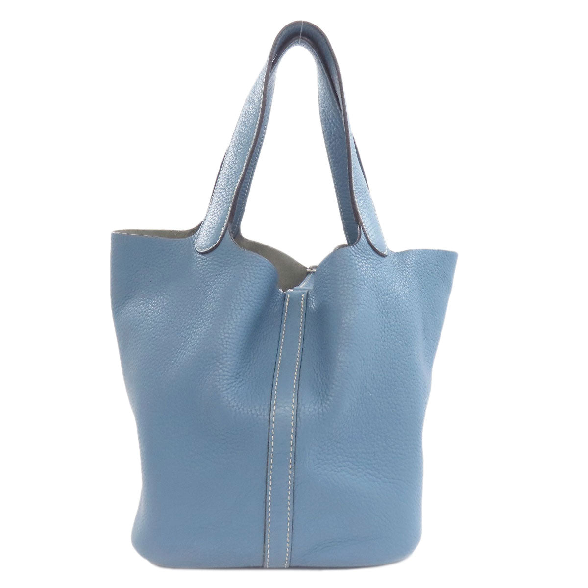 HERMES Handbag Taurillon Clemence blue Picotin Lock MM SilverMetal