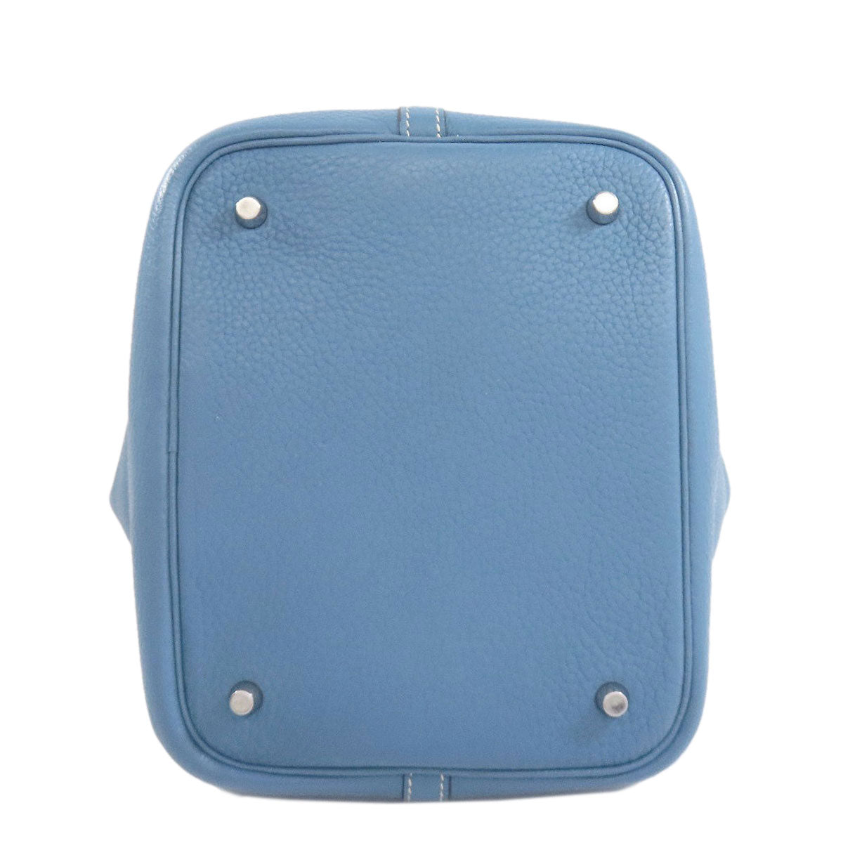 HERMES Handbag Taurillon Clemence blue Picotin Lock MM SilverMetal