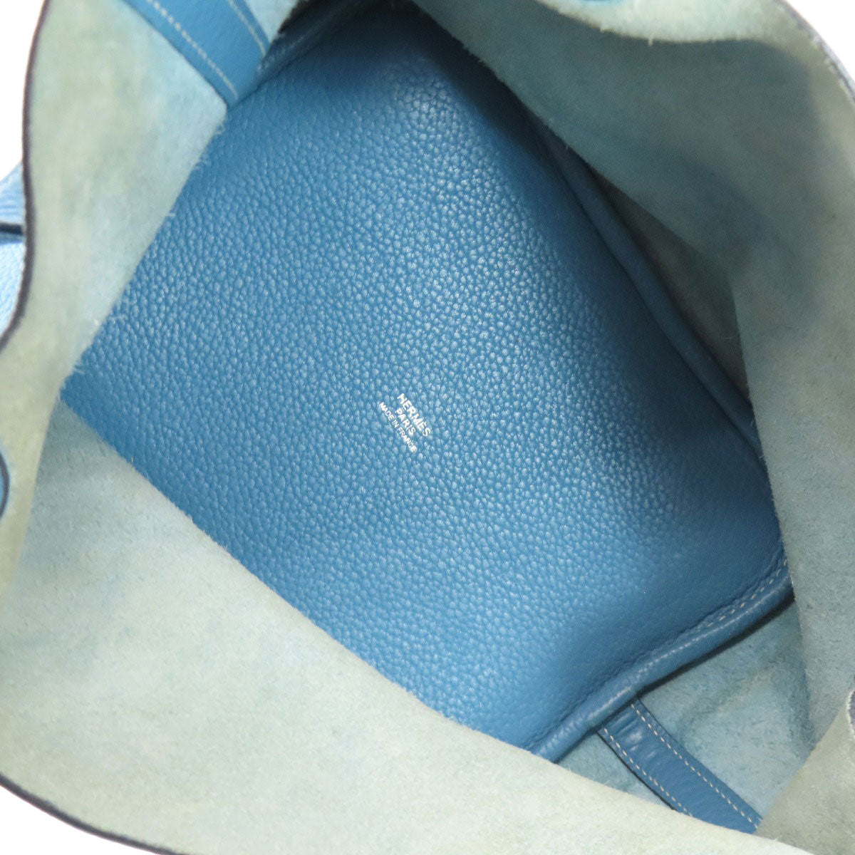 HERMES Handbag Taurillon Clemence blue Picotin Lock MM SilverMetal