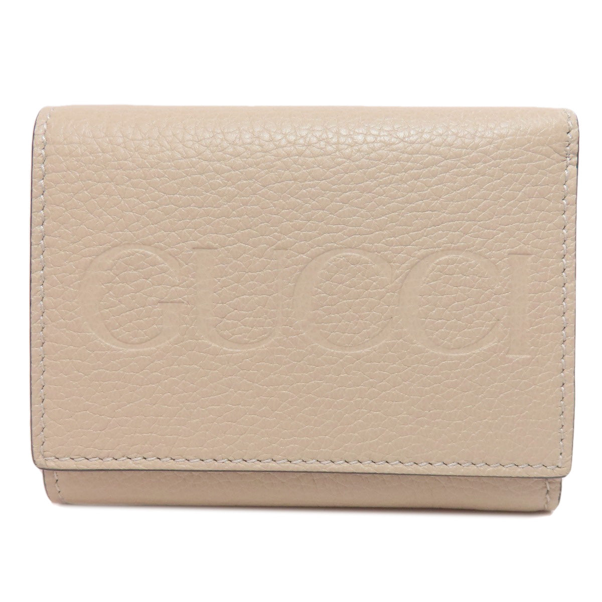GUCCI Bifold Wallet 731694 leather beige logo Women Used