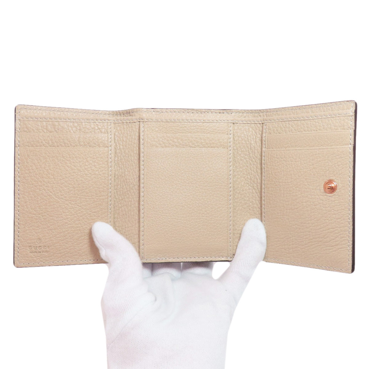 GUCCI Bifold Wallet 731694 leather beige logo Women Used