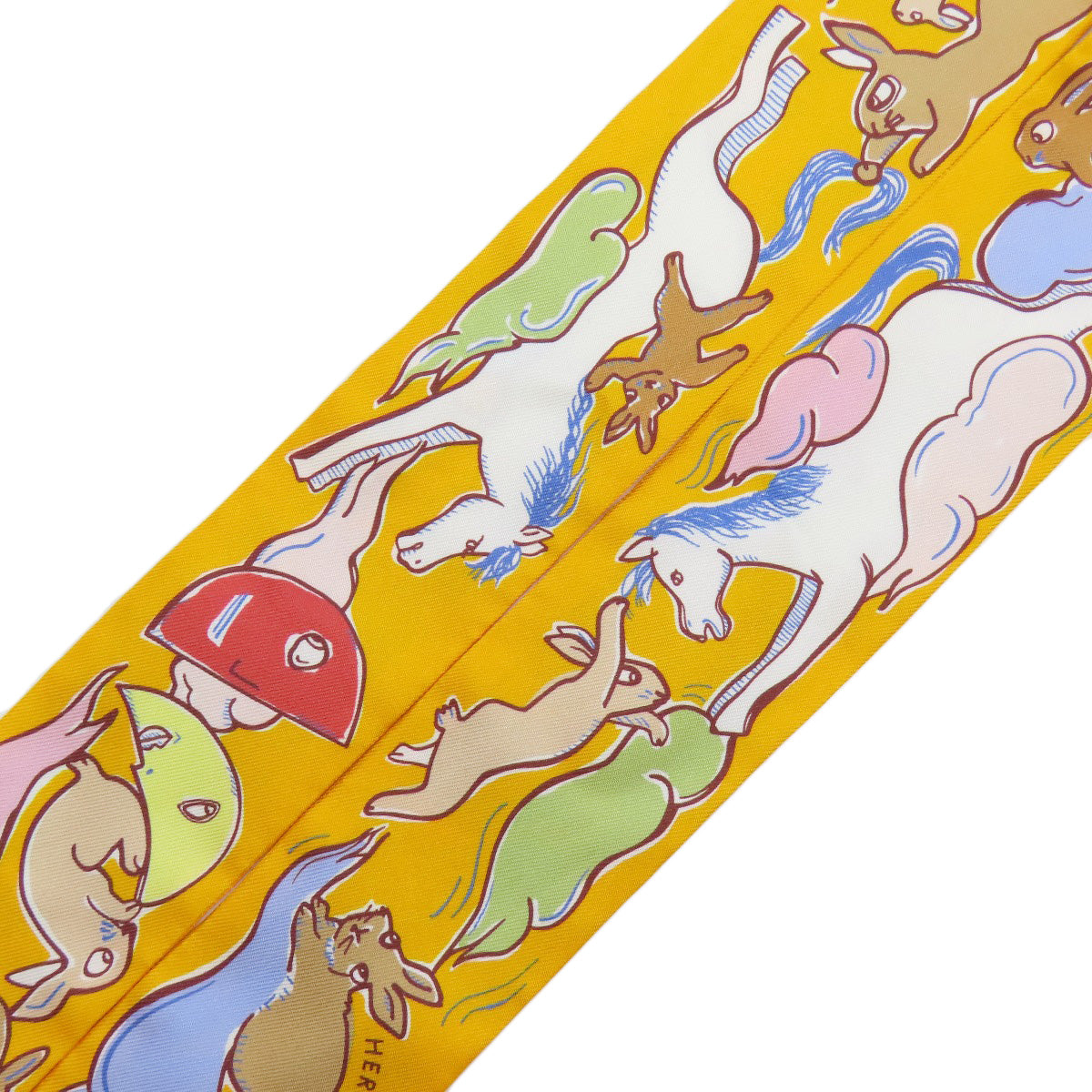 HERMES scarf silk yellow Twilly Women Used