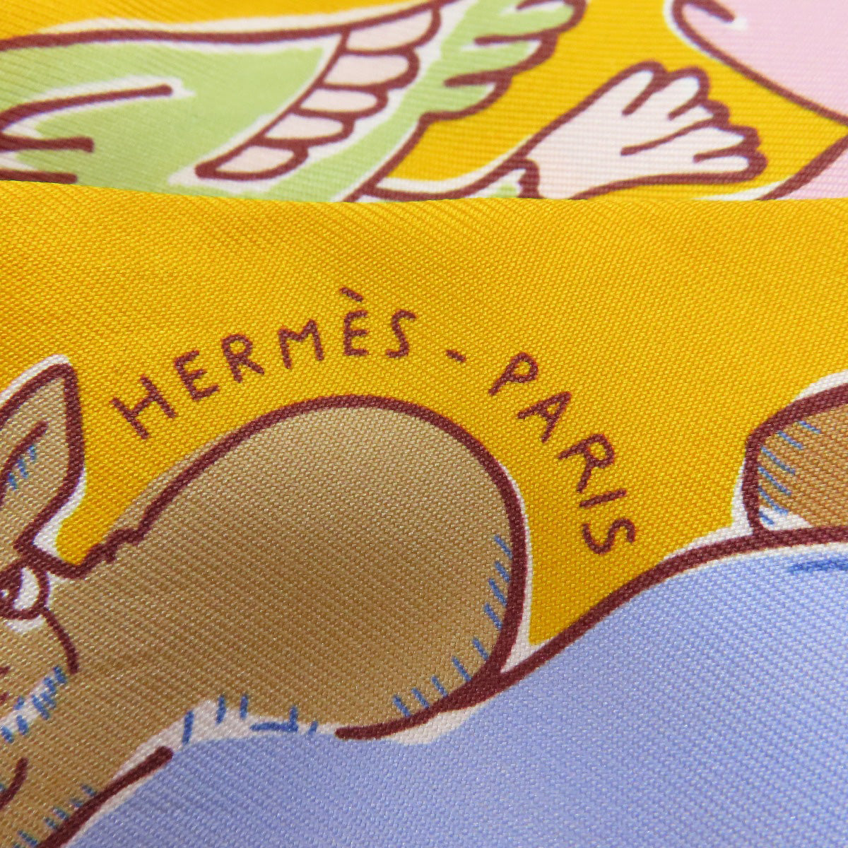 HERMES scarf silk yellow Twilly Women Used