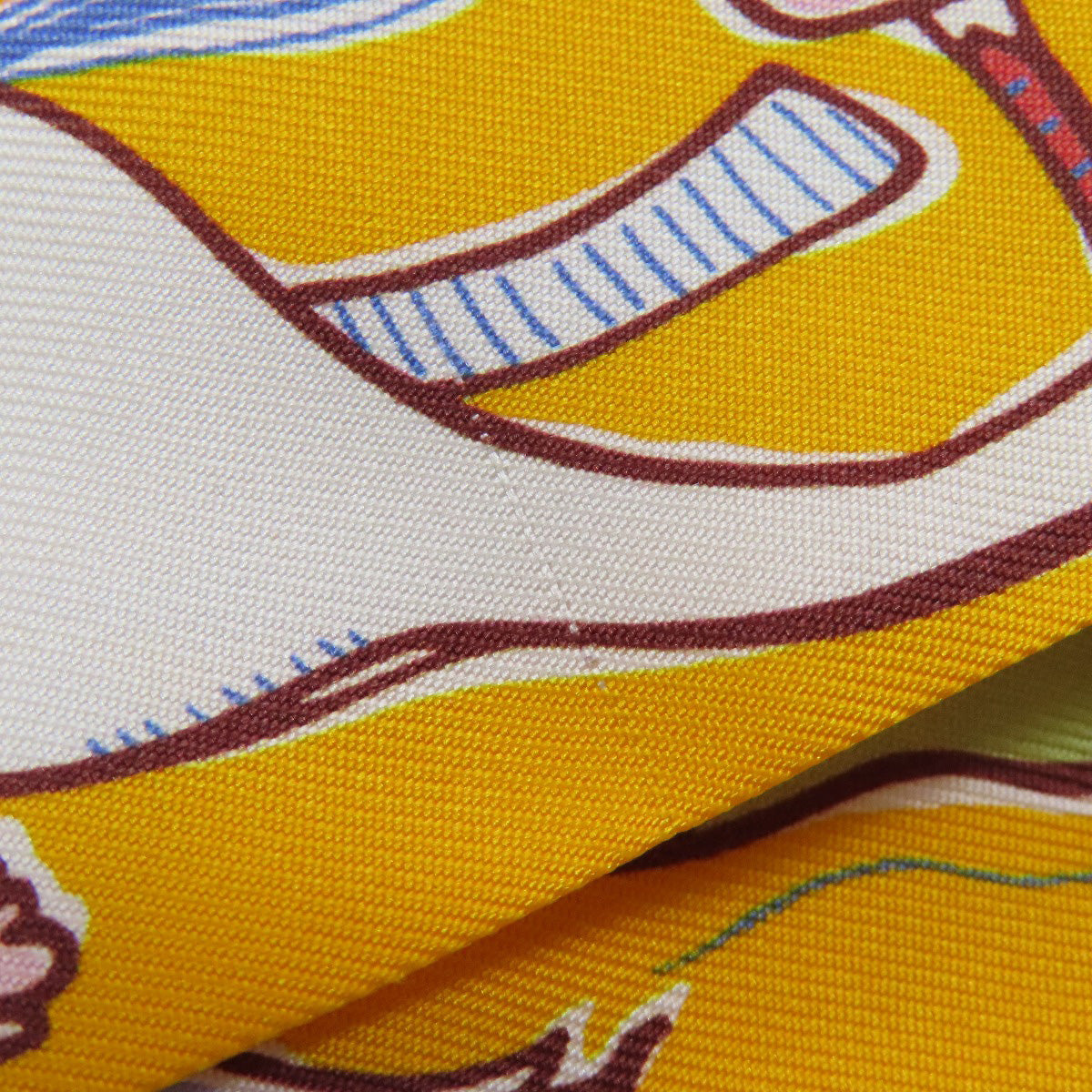 HERMES scarf silk yellow Twilly Women Used