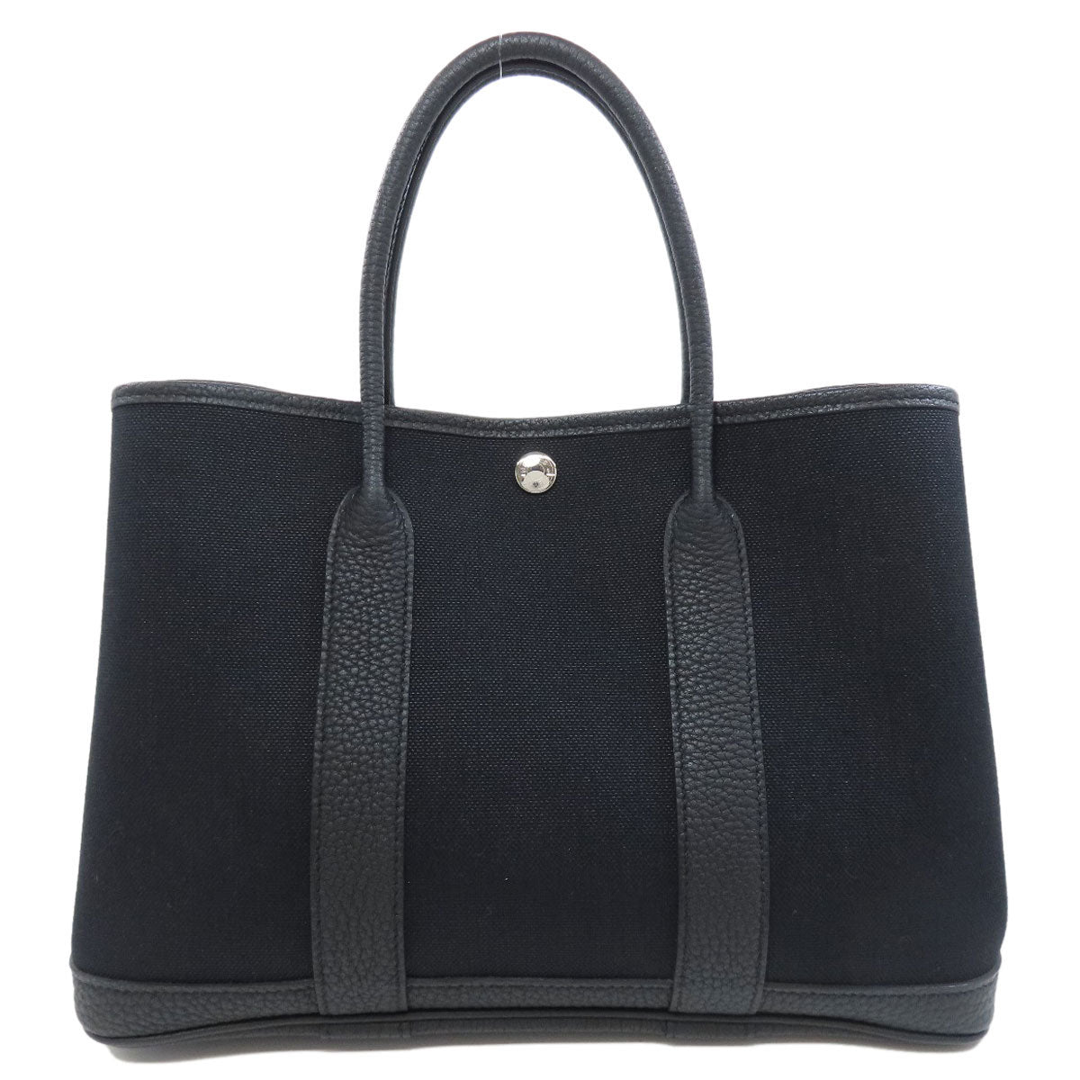 HERMES Tote Bag Toile Military, Negonda black Garden Party TPM SilverMetal Women Used