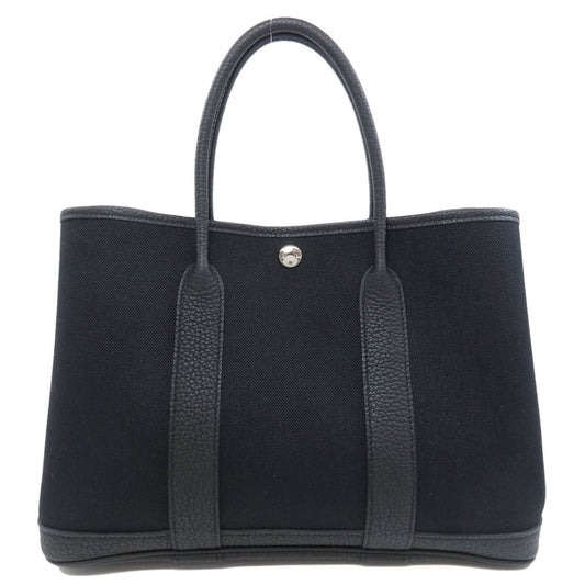 HERMES Tote Bag Toile Military, Negonda black Garden Party TPM SilverMetal Women Used