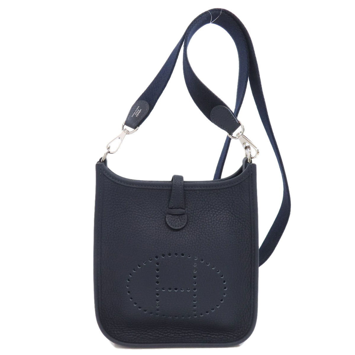 HERMES Shoulder Bag Taurillon Clemence Navy Evelyn TPM SilverMetal Women Used