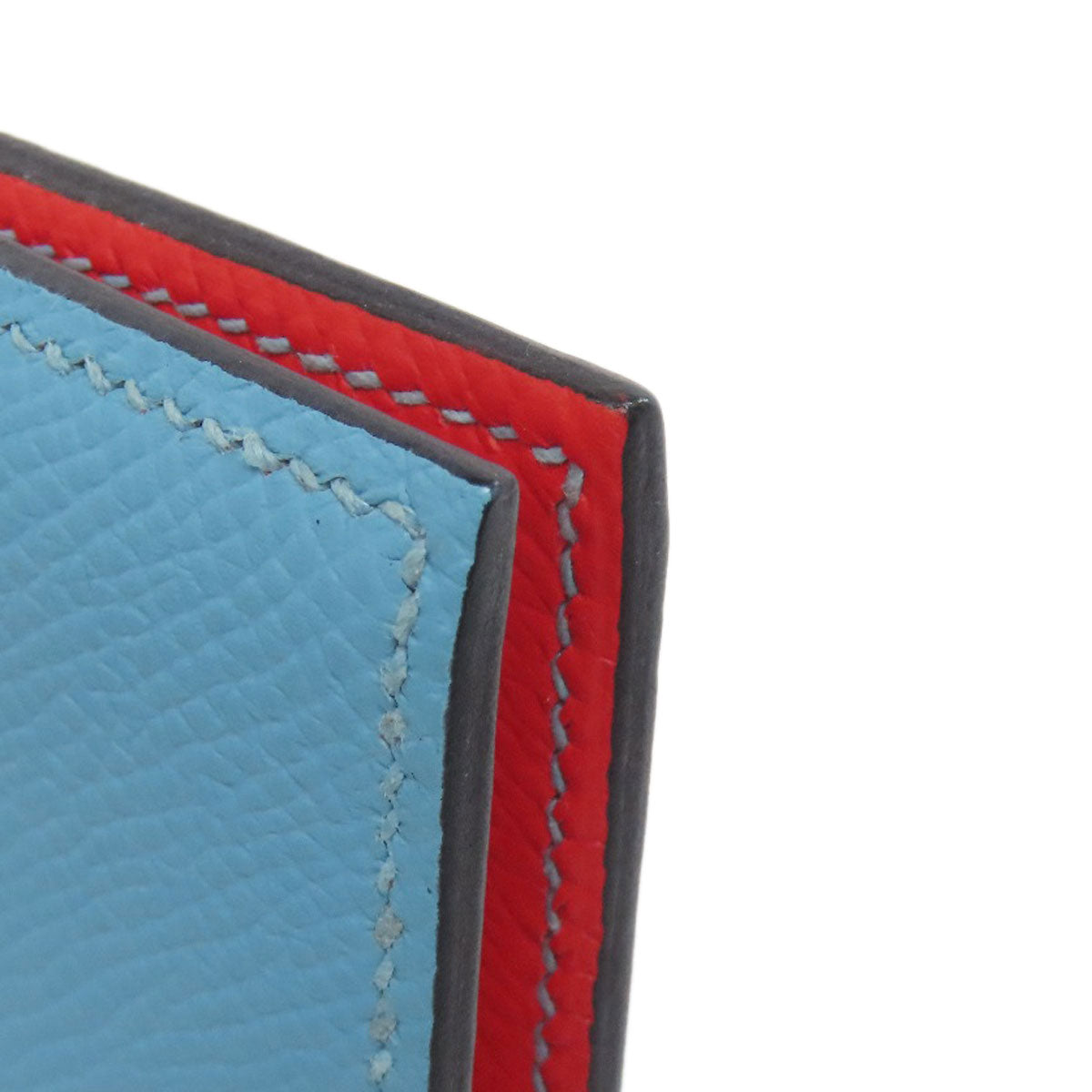 HERMES Bifold Wallet Epsom blue Bearn Compact SilverMetal