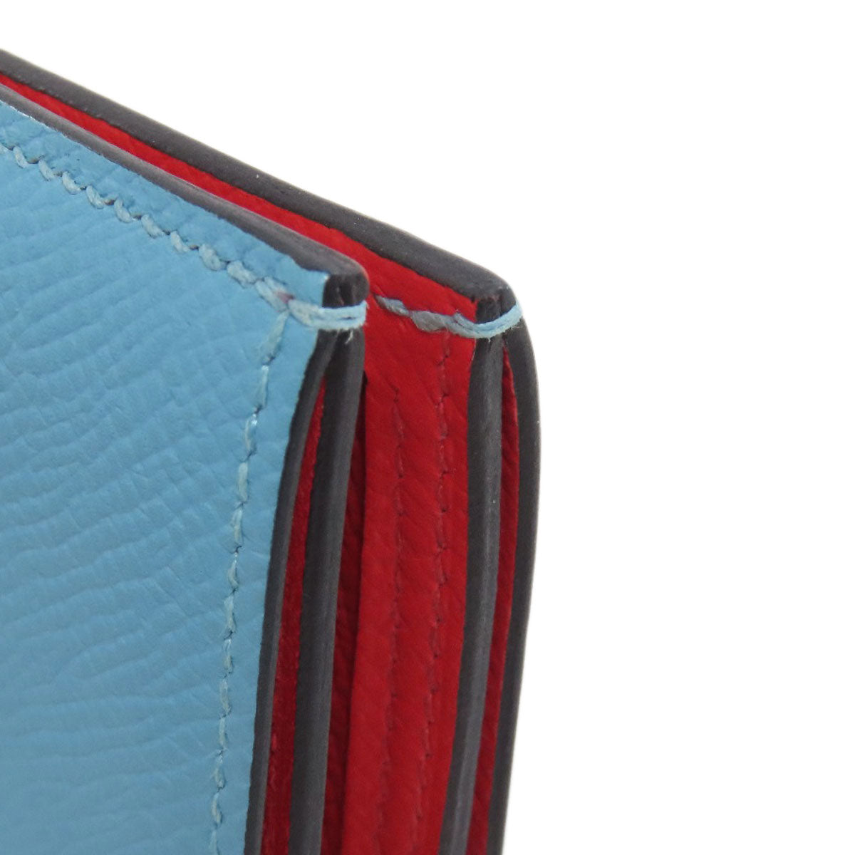 HERMES Bifold Wallet Epsom blue Bearn Compact SilverMetal