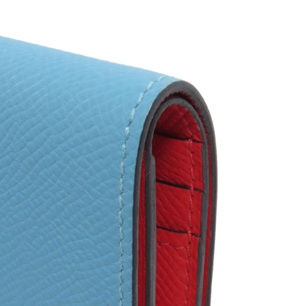 HERMES Bifold Wallet Epsom blue Bearn Compact SilverMetal