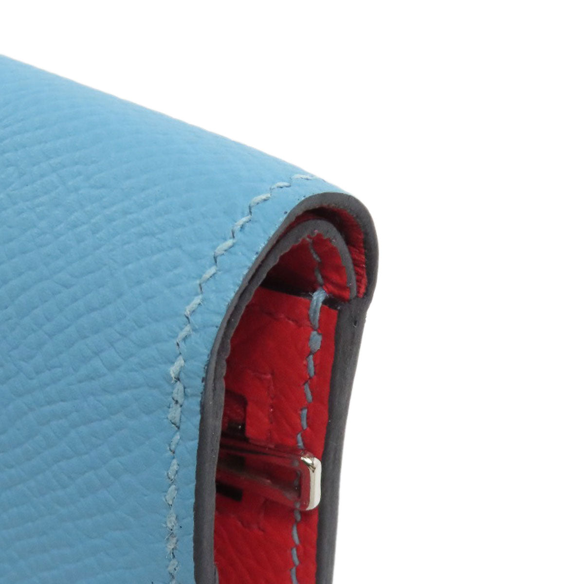 HERMES Bifold Wallet Epsom blue Bearn Compact SilverMetal