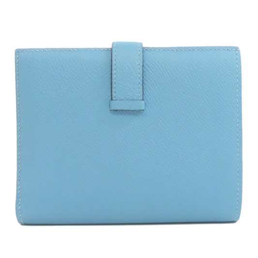 HERMES Bifold Wallet Epsom blue Bearn Compact SilverMetal