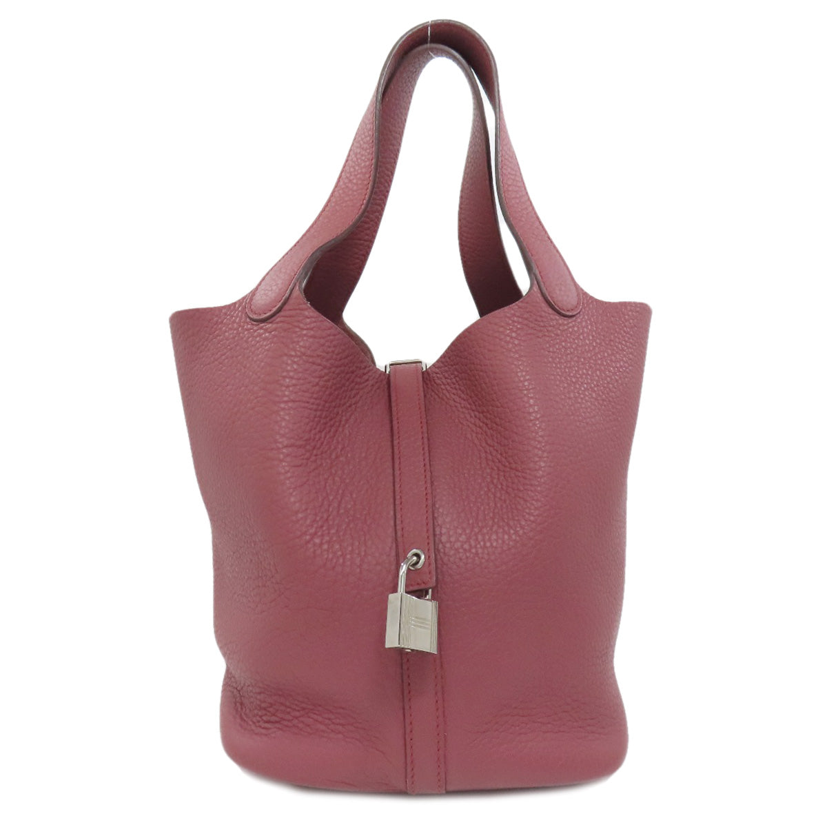 HERMES Handbag Taurillon Clemence pink Picotin Lock MM SilverMetal
