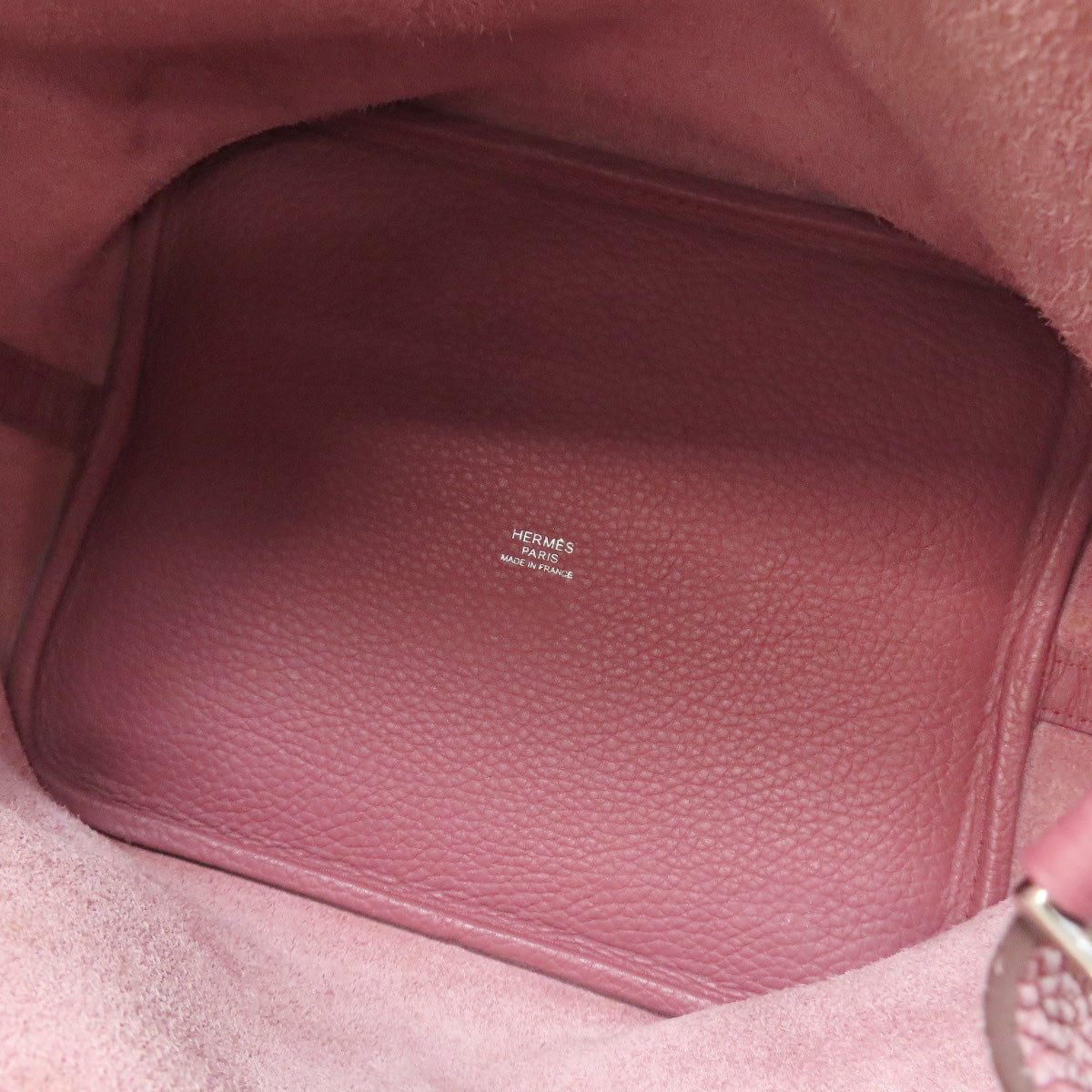 HERMES Handbag Taurillon Clemence pink Picotin Lock MM SilverMetal