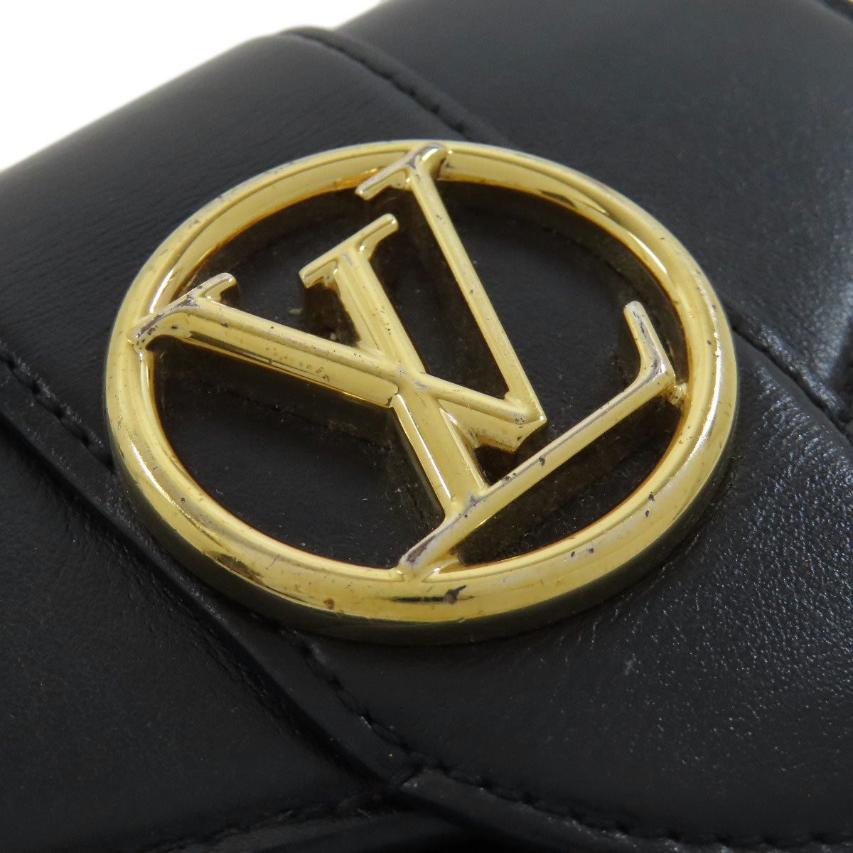 LOUIS VUITTON Bifold Wallet M69176 leather black Portefeuille LV Pont Neuf Women Used