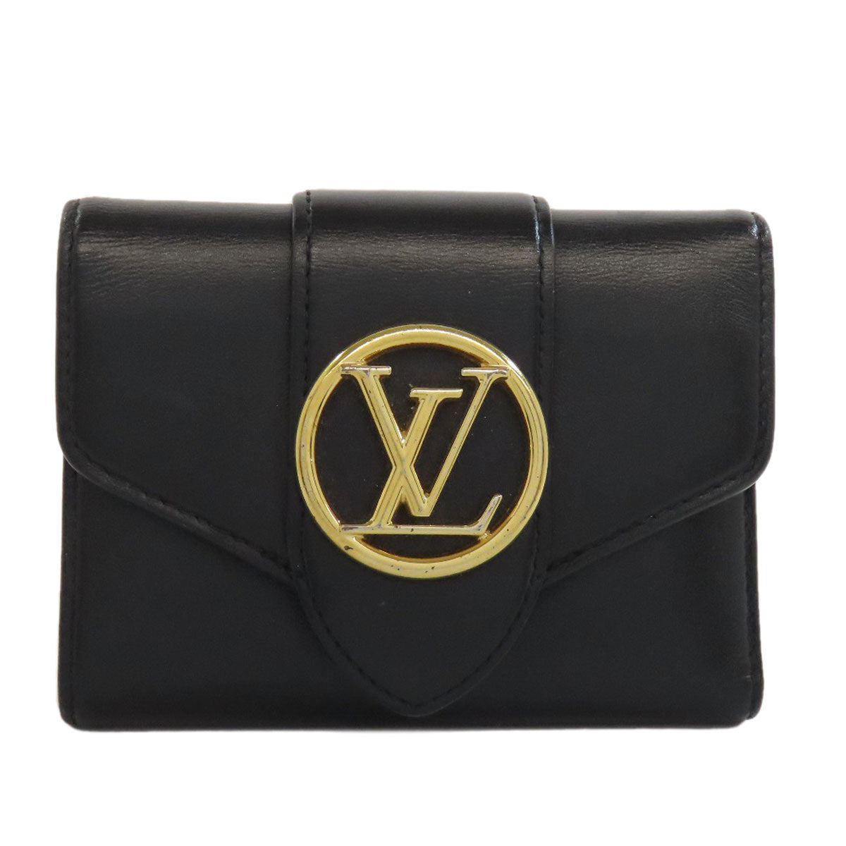 LOUIS VUITTON Bifold Wallet M69176 leather black Portefeuille LV Pont Neuf Women Used