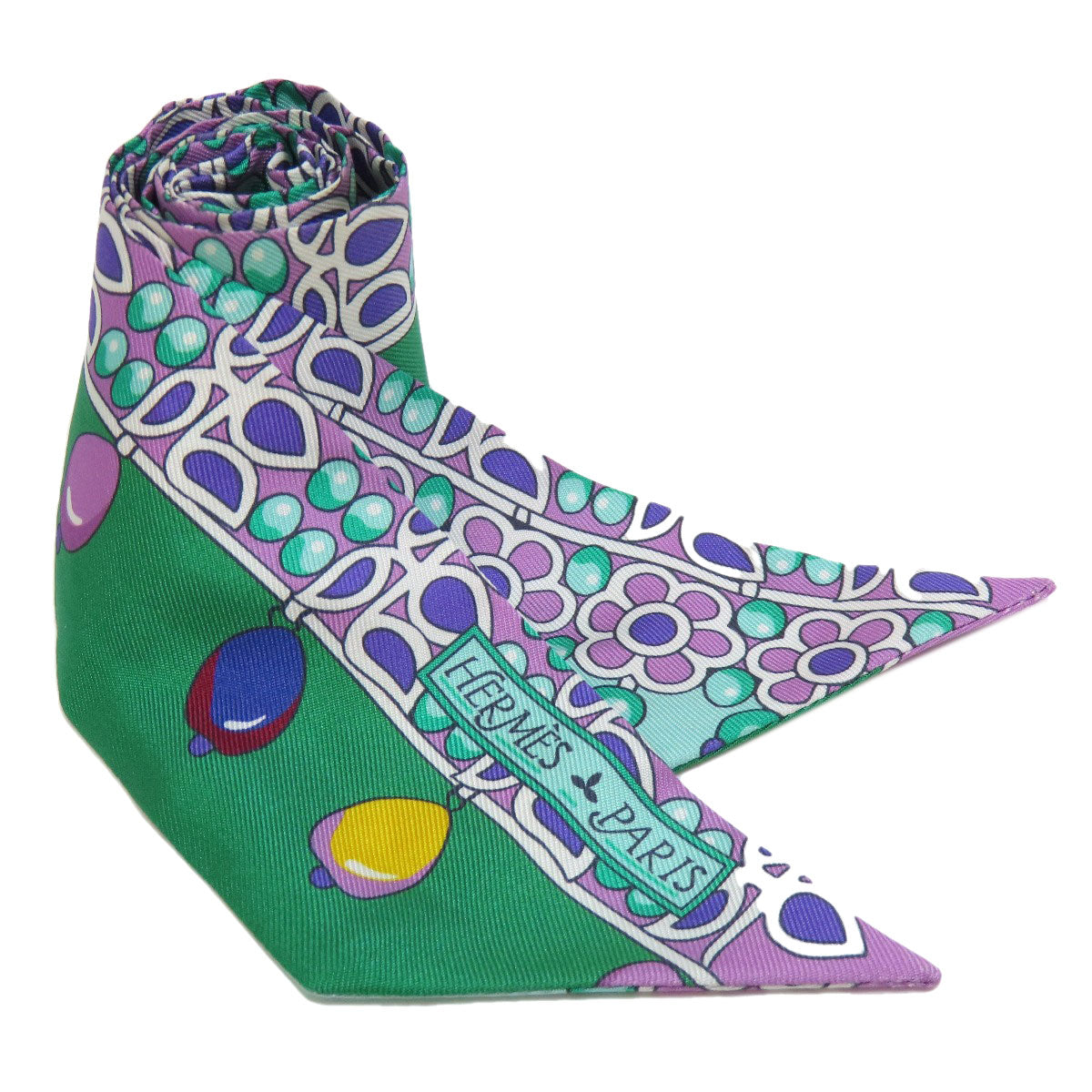 HERMES scarf silk green Twilly