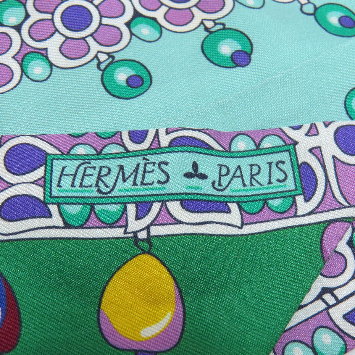 HERMES scarf silk green Twilly