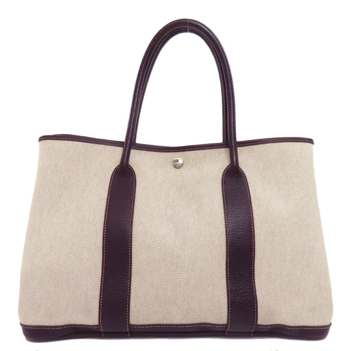 HERMES Tote Bag Tower ash beige Garden Party PM SilverMetal Women Used