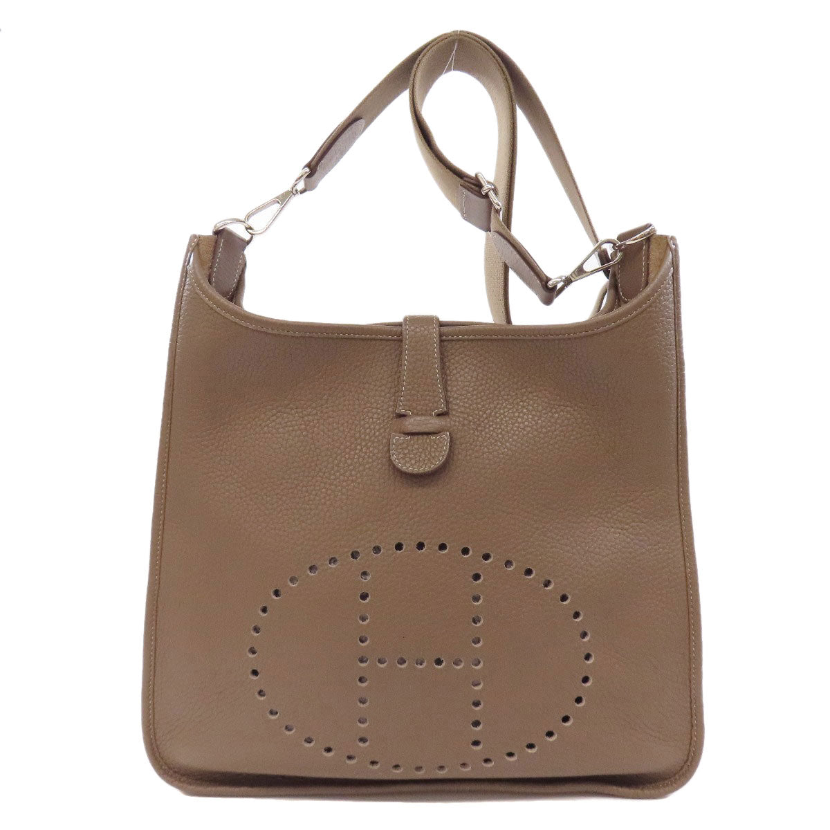 HERMES Shoulder Bag Taurillon Clemence beige Evelyn 3 GM SilverMetal Women Used
